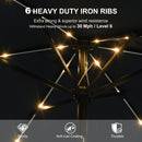 PURPLE LEAF Black Frame Tilting Market Umbrella with Lights Table Umbrella with Base Outside Patio