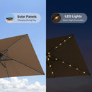 PURPLE LEAF Black Frame Tilting Market Umbrella with Lights Table Umbrella with Base Outside Patio