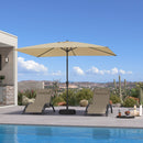 PURPLE LEAF Black Frame Outdoor Market Umbrellas Yard Tilting Patio Table Umbrella with Base