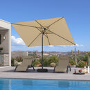 PURPLE LEAF Black Frame Outdoor Market Umbrellas Yard Tilting Patio Table Umbrella with Base
