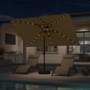PURPLE LEAF Black Frame Tilting Market Umbrella with Lights Table Umbrella with Base Outside Patio