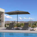 PURPLE LEAF Black Frame Outdoor Market Umbrellas Yard Tilting Patio Table Umbrella with Base