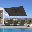 PURPLE LEAF Black Frame Outdoor Market Umbrellas Yard Tilting Patio Table Umbrella with Base