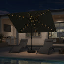 PURPLE LEAF Black Frame Tilting Market Umbrella with Lights Table Umbrella with Base Outside Patio