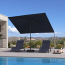 PURPLE LEAF Black Frame Outdoor Market Umbrellas Yard Tilting Patio Table Umbrella with Base