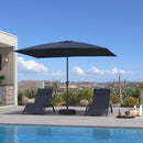 PURPLE LEAF Black Frame Outdoor Market Umbrellas Yard Tilting Patio Table Umbrella with Base