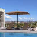 PURPLE LEAF Black Frame Outdoor Market Umbrellas Yard Tilting Patio Table Umbrella with Base