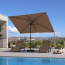 PURPLE LEAF Black Frame Outdoor Market Umbrellas Yard Tilting Patio Table Umbrella with Base