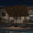 PURPLE LEAF Black Frame Tilting Market Umbrella with Lights Table Umbrella with Base Outside Patio