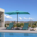 PURPLE LEAF Black Frame Outdoor Market Umbrellas Yard Tilting Patio Table Umbrella with Base