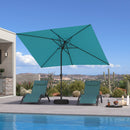 PURPLE LEAF Black Frame Outdoor Market Umbrellas Yard Tilting Patio Table Umbrella with Base