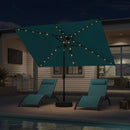 PURPLE LEAF Black Frame Tilting Market Umbrella with Lights Table Umbrella with Base Outside Patio