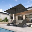 PURPLE LEAF Black Frame Tilting Market Umbrella with Lights Table Umbrella with Base Outside Patio