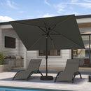 PURPLE LEAF Black Frame Tilting Market Umbrella with Lights Table Umbrella with Base Outside Patio