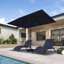 PURPLE LEAF Black Frame Tilting Market Umbrella with Lights Table Umbrella with Base Outside Patio