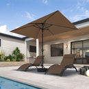 PURPLE LEAF Black Frame Tilting Market Umbrella with Lights Table Umbrella with Base Outside Patio
