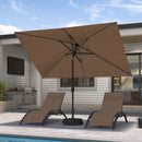 PURPLE LEAF Black Frame Tilting Market Umbrella with Lights Table Umbrella with Base Outside Patio