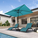 PURPLE LEAF Black Frame Tilting Market Umbrella with Lights Table Umbrella with Base Outside Patio