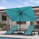 PURPLE LEAF Black Frame Tilting Market Umbrella with Lights Table Umbrella with Base Outside Patio