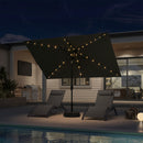 PURPLE LEAF Black Frame Tilting Market Umbrella with Lights Table Umbrella with Base Outside Patio