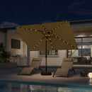 PURPLE LEAF Black Frame Tilting Market Umbrella with Lights Table Umbrella with Base Outside Patio