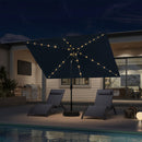 PURPLE LEAF Black Frame Tilting Market Umbrella with Lights Table Umbrella with Base Outside Patio