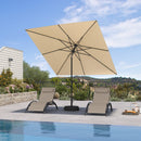 PURPLE LEAF Black Frame Outdoor Market Umbrellas Yard Tilting Patio Table Umbrella with Base