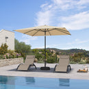 PURPLE LEAF Black Frame Outdoor Market Umbrellas Yard Tilting Patio Table Umbrella with Base
