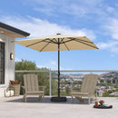 PURPLE LEAF Black Frame Tilting Market Umbrella with Lights Table Umbrella with Base Outside Patio