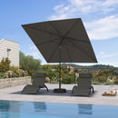 PURPLE LEAF Black Frame Outdoor Market Umbrellas Yard Tilting Patio Table Umbrella with Base