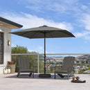 PURPLE LEAF Black Frame Tilting Market Umbrella with Lights Table Umbrella with Base Outside Patio