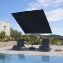 PURPLE LEAF Black Frame Outdoor Market Umbrellas Yard Tilting Patio Table Umbrella with Base