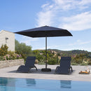 PURPLE LEAF Black Frame Outdoor Market Umbrellas Yard Tilting Patio Table Umbrella with Base