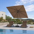PURPLE LEAF Black Frame Outdoor Market Umbrellas Yard Tilting Patio Table Umbrella with Base