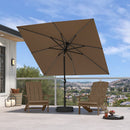 PURPLE LEAF Black Frame Tilting Market Umbrella with Lights Table Umbrella with Base Outside Patio