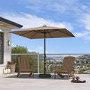 PURPLE LEAF Black Frame Tilting Market Umbrella with Lights Table Umbrella with Base Outside Patio