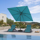 PURPLE LEAF Black Frame Outdoor Market Umbrellas Yard Tilting Patio Table Umbrella with Base