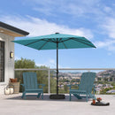 PURPLE LEAF Black Frame Tilting Market Umbrella with Lights Table Umbrella with Base Outside Patio
