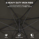 PURPLE LEAF Black Frame Outdoor Market Umbrellas Yard Tilting Patio Table Umbrella with Base