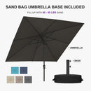 PURPLE LEAF Black Frame Outdoor Market Umbrellas Yard Tilting Patio Table Umbrella with Base