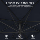 PURPLE LEAF Black Frame Outdoor Market Umbrellas Yard Tilting Patio Table Umbrella with Base