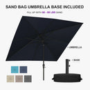 PURPLE LEAF Black Frame Outdoor Market Umbrellas Yard Tilting Patio Table Umbrella with Base