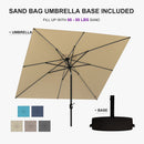 PURPLE LEAF Black Frame Tilting Market Umbrella with Lights Table Umbrella with Base Outside Patio