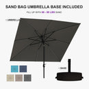 PURPLE LEAF Black Frame Tilting Market Umbrella with Lights Table Umbrella with Base Outside Patio