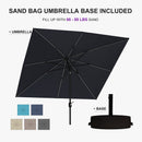 PURPLE LEAF Black Frame Tilting Market Umbrella with Lights Table Umbrella with Base Outside Patio