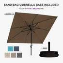 PURPLE LEAF Black Frame Tilting Market Umbrella with Lights Table Umbrella with Base Outside Patio