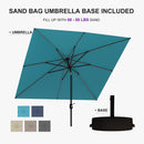PURPLE LEAF Black Frame Tilting Market Umbrella with Lights Table Umbrella with Base Outside Patio