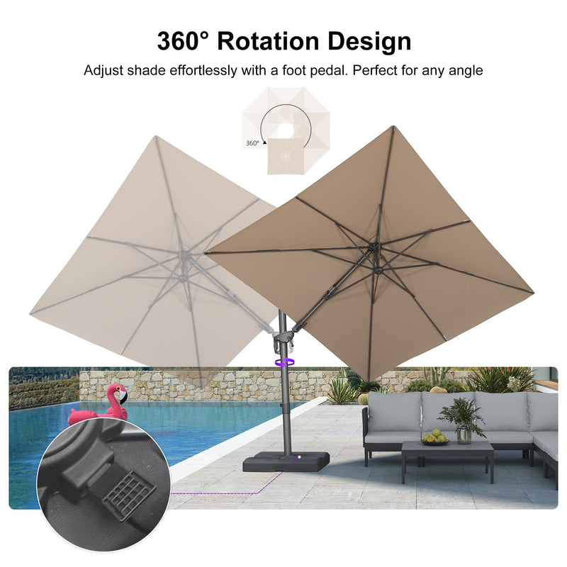 PURPLE LEAF UV Resistant Left-right Tilting Patio Umbrella Swivel Outdoor Umbrella