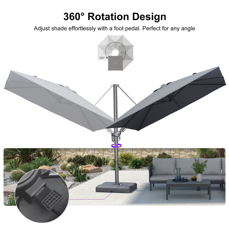 PURPLE LEAF UV Resistant Left-right Tilting Patio Umbrella Swivel Outdoor Umbrella