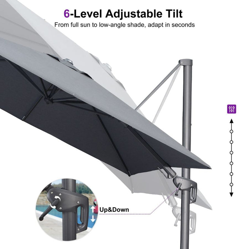 PURPLE LEAF UV Resistant Left-right Tilting Patio Umbrella Swivel Outdoor Umbrella